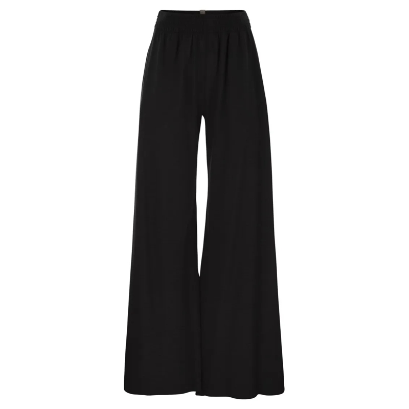 Fabiana Filippi  Wide Trousers In Viscose And Wool Black