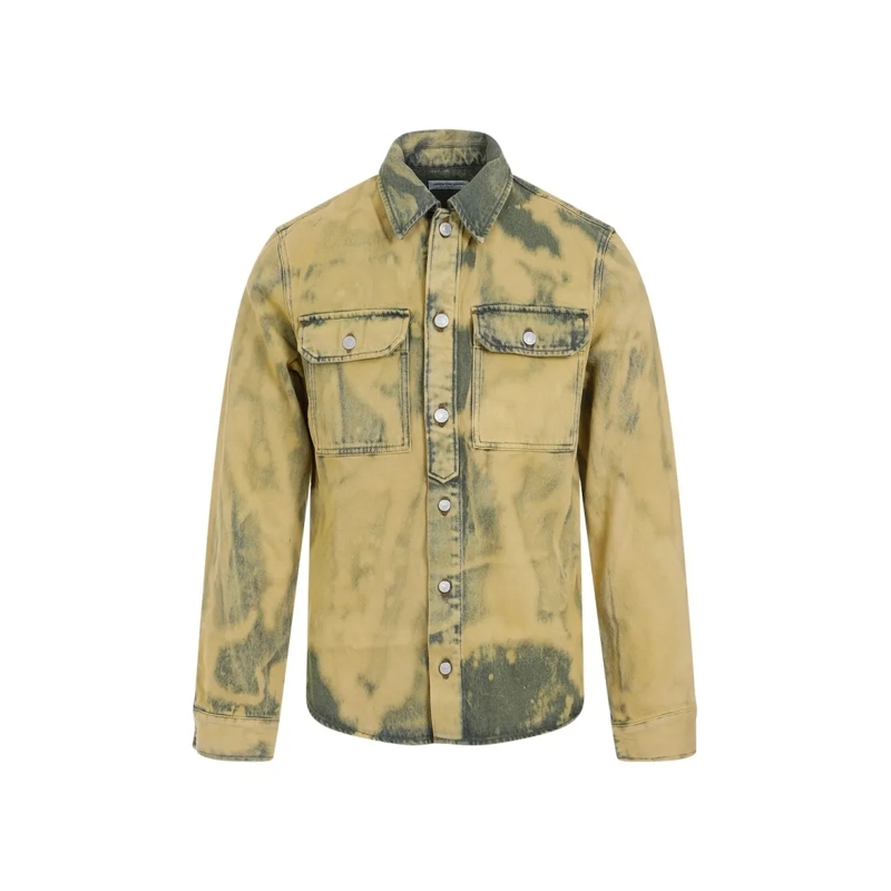 Dries Van Noten Chemise Lime Cotton Curtis Shirt Yellow