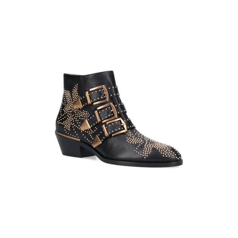 Chloé Stiefel Susanna Leather Studs Boots Black/Gold(Image 4)