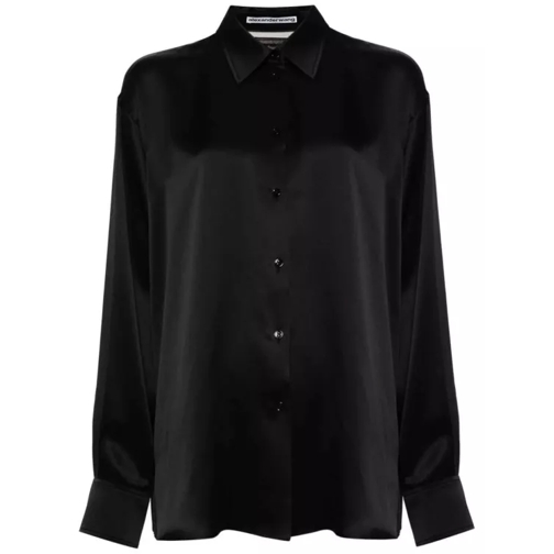 Alexander Wang Black Tulle-Panel Silk Shirt Black 