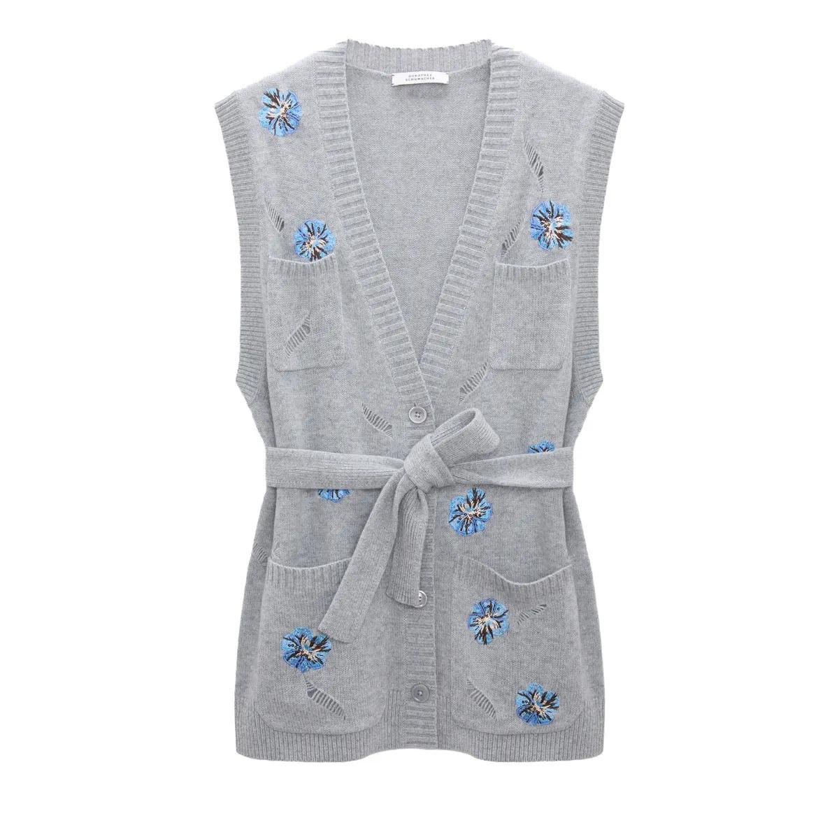 Dorothee Schumacher BLOOMING STATEMENTS gilet stereo grey herringbone ...