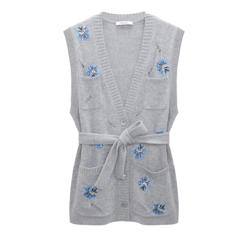 Dorothee Schumacher Vest BLOOMING STATEMENTS gilet stereo grey herringbone