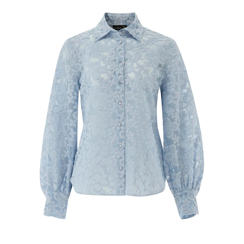 VAN LAACK Bluse Bluse Modern Fit Uni blau