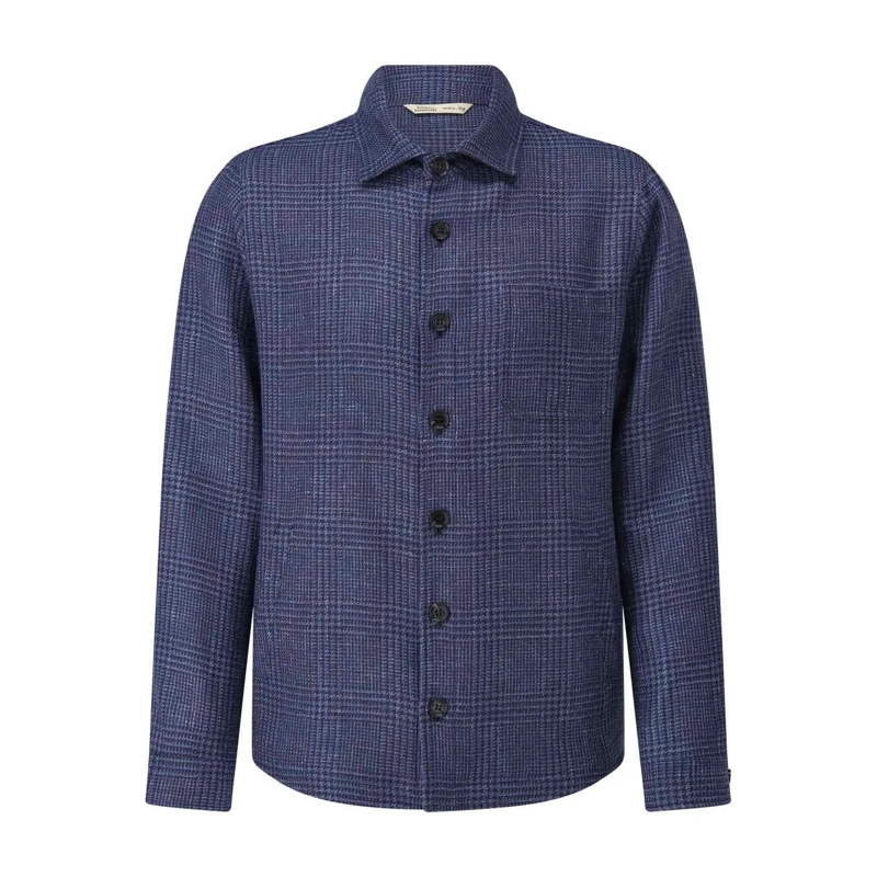 Maurizio Baldassari Hemd Overshirt mit Schurwolle und Leinen Blau