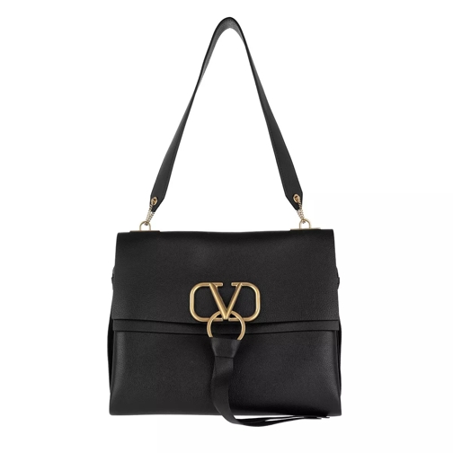 Valentino Garavani V Shoulder Bag Calf Leather Black Tote