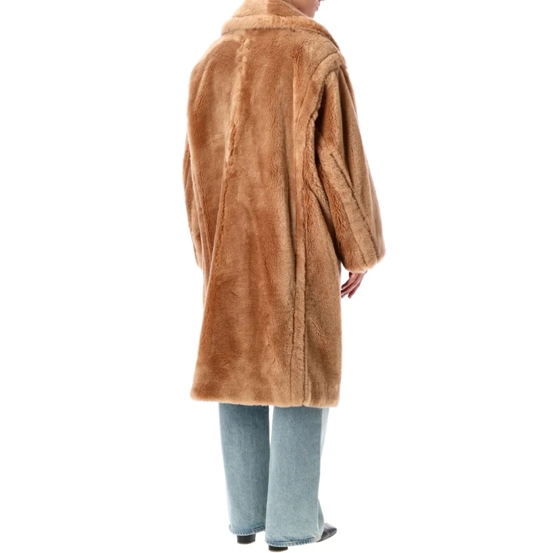 Stand Studio  Biba Long Faux Fur Camel Coat Brown
