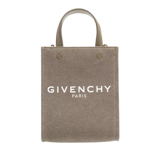 Givenchy Mini G Tote Vertical Shopping Bag In Canvas Dark Khakhi Minitasche