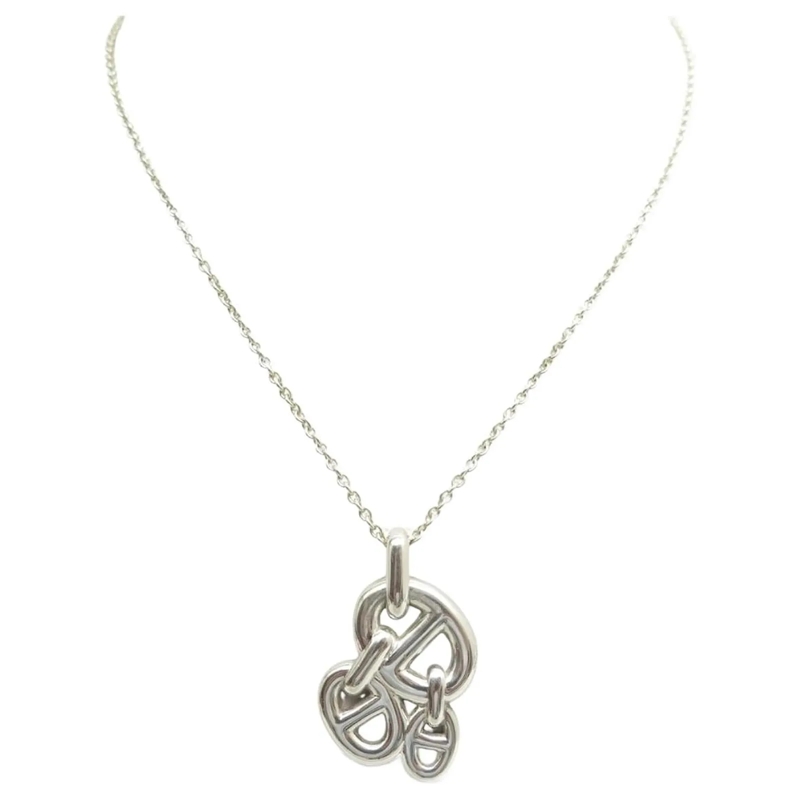 Hermès Mittellange Halskette HERMES ANKERKETTE MIT ANHÃ„NGER AUS 925 SILBER silber