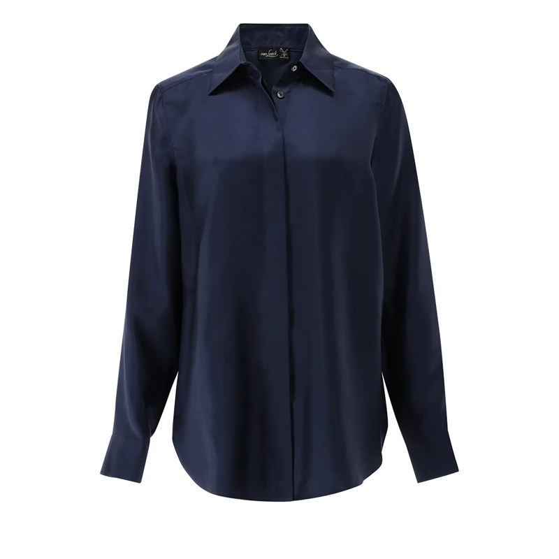 VAN LAACK Bluse Bluse Modern Fit Uni dunkel-blau
