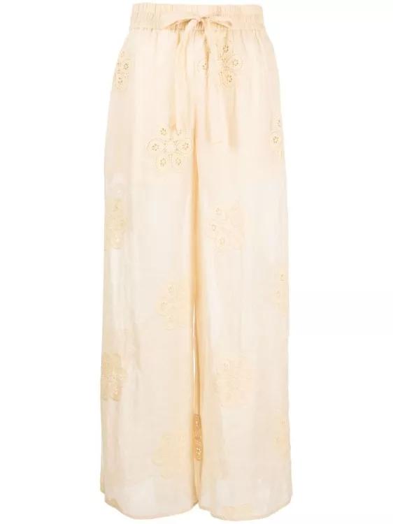 Zimmermann - Acadian Floral-Embroidered Ramie Trousers - Größe 2 - yellow