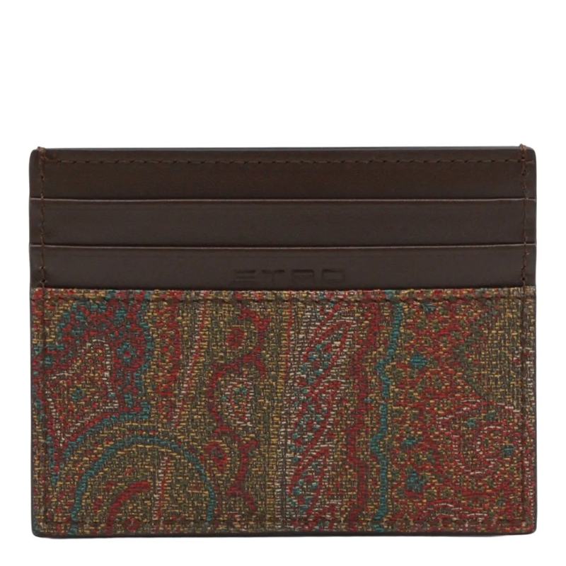 Etro Geldbörse Slim Textured Wallet With Paisley Pattern Black