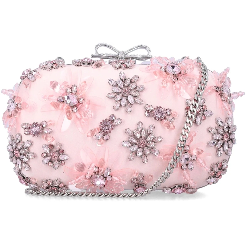 Self Portrait Clutch Floral Crystal Clutch Rosa rose