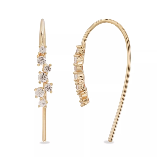 Little Luxuries by VILMAS Champagne Hook Earring Sparkle Row Large Yellow Gold Plated Ohrhänger