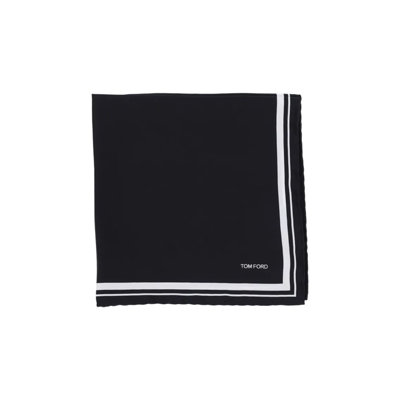 Tom Ford Lichtgewicht Sjaal Contrast Detail Pocket Square – Black Black