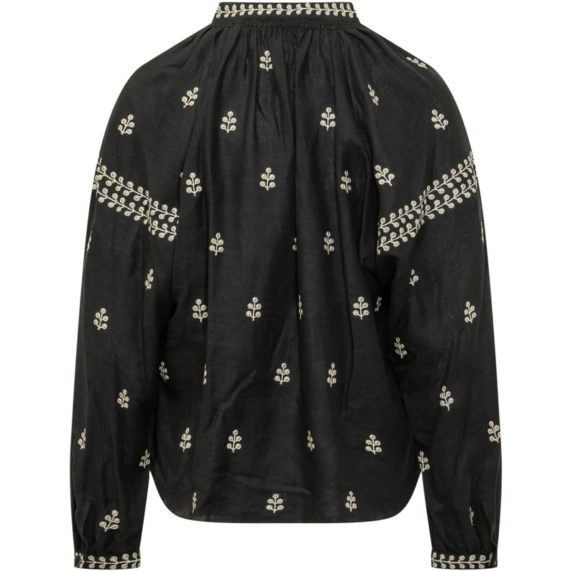 Isabel Marant Bluse Blusa con Ricamo e Collo Arricciato schwarz(Image 2)