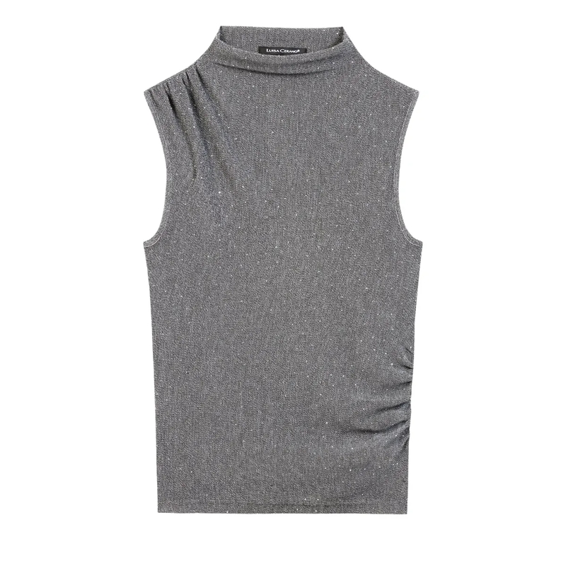 Luisa Cerano Top Glanz-Turtleneck-Top heather grey