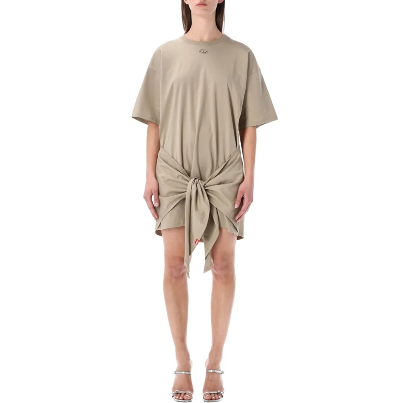 Diesel Mini-robe D-Eivor Cotton T-Shirt Dress Neutrals