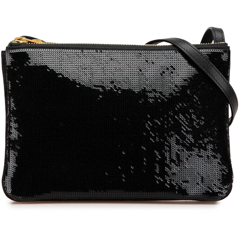 Celine Schultertasche Small Sequin Trio Crossbody schwarz