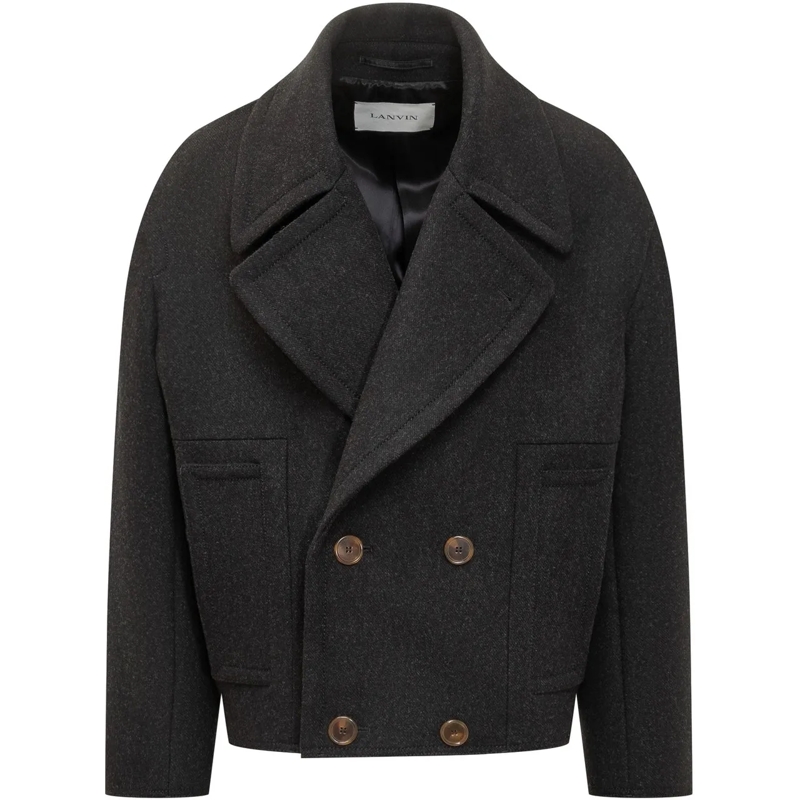 Lanvin Trenchcoat Lanvin Short Peacoat in Lana dunkelgrau