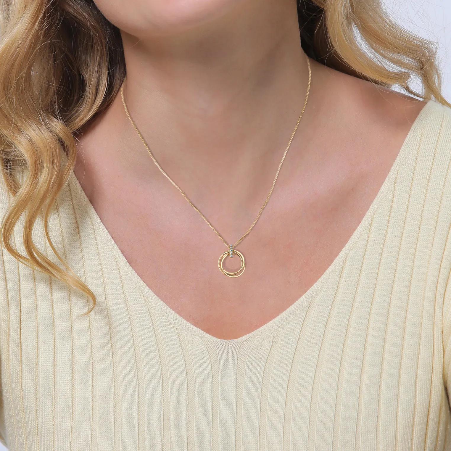 Thumbnail - Elli Halsketten - Necklace Ladies circle pendant trio with diamond ( - Gr. unisize - in Gold - für Damen