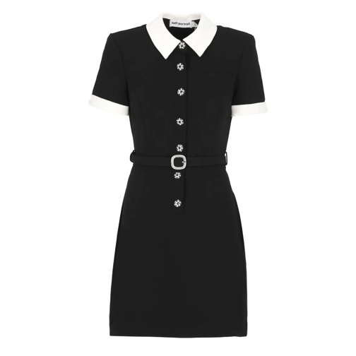 Self Portrait Mini robes Crepe Dress Black