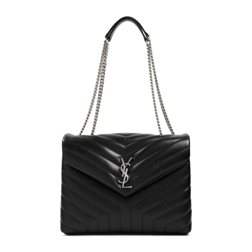 Saint Laurent Leather Loulou Medium Bag Black Schultertasche