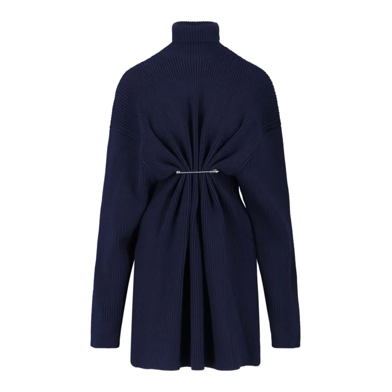 Balenciaga Midi-jurk Ribbed Knit Midi Dress – Blue Blue