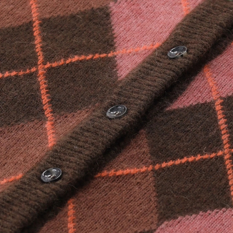 Roberto Collina Cardigan Strickjacke mit Argyle-Muster braun(Image 3)
