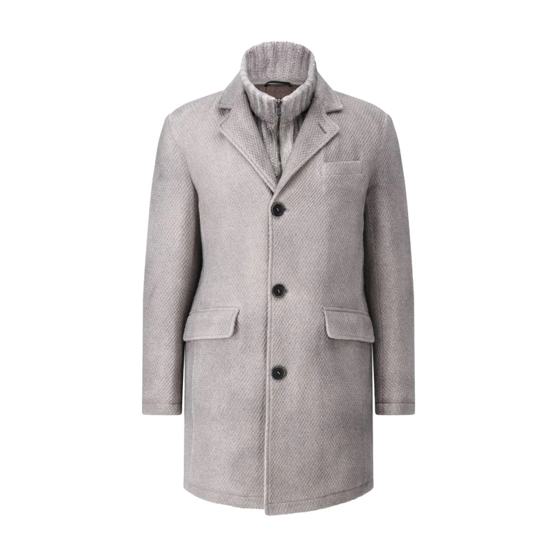 Gimo's Manteau d'hiver Strickmantel aus Woll-Melange grau