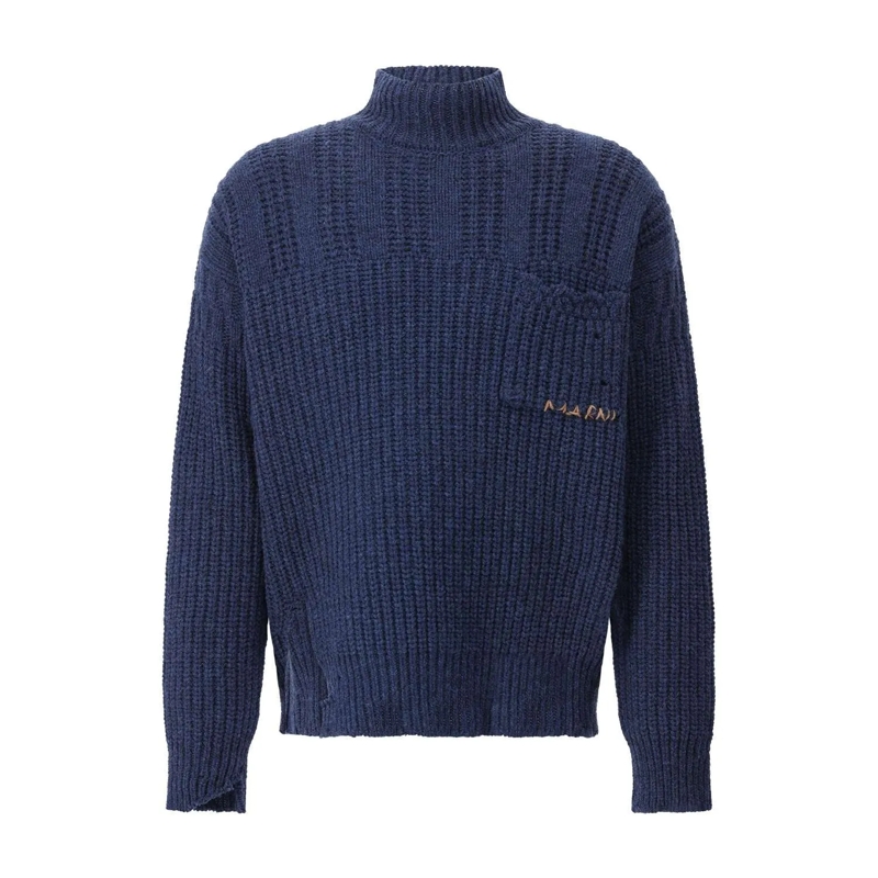 Marni Trui Oversized Pullover aus Schurwolle Dunkelblau