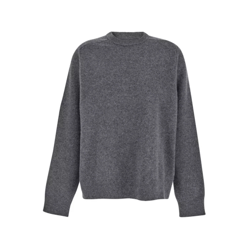 Maison Margiela Oversized Grey Sweater With Ribbed Trim In Wool Grey 