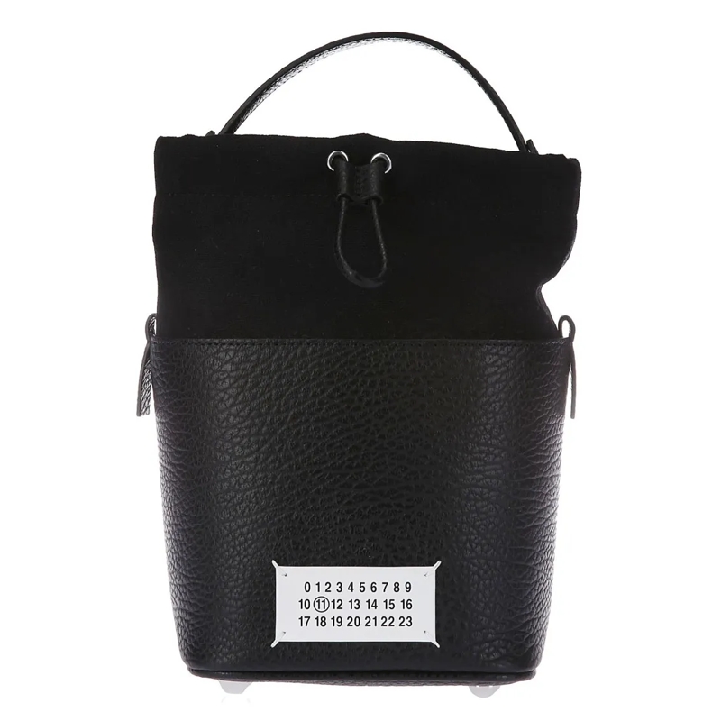 Maison Margiela Bucket Bag Leather Bucket Bag With Drawstring Closure Black