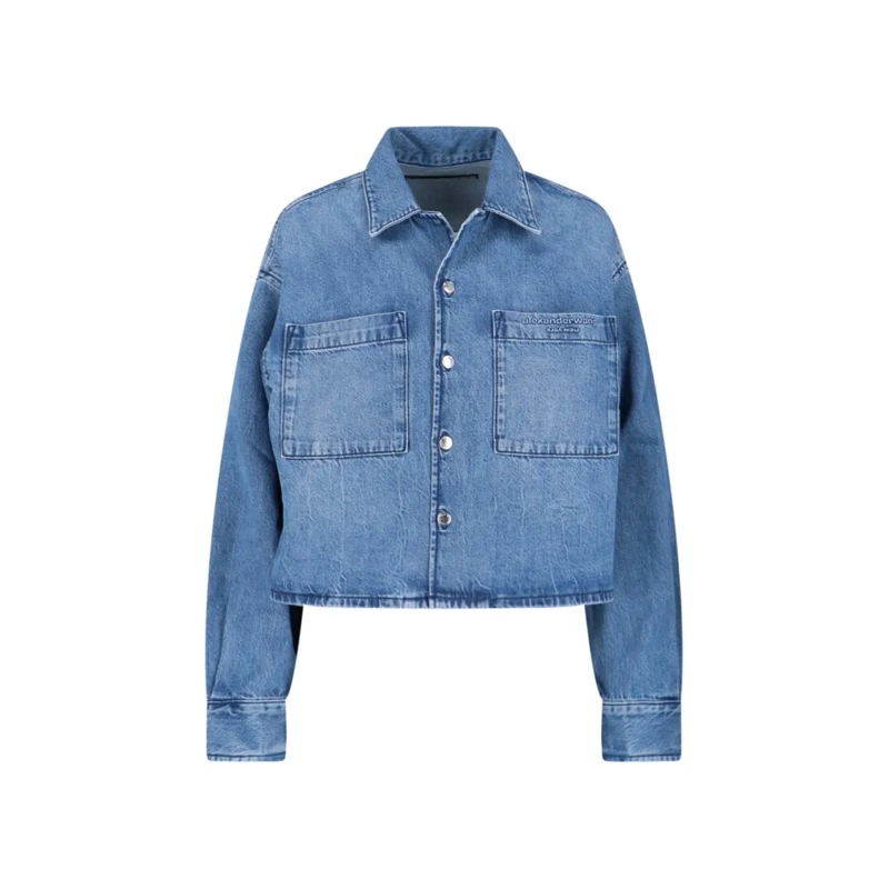 Alexander Wang Overhemd Crop Shirt – Blue Denim Blue