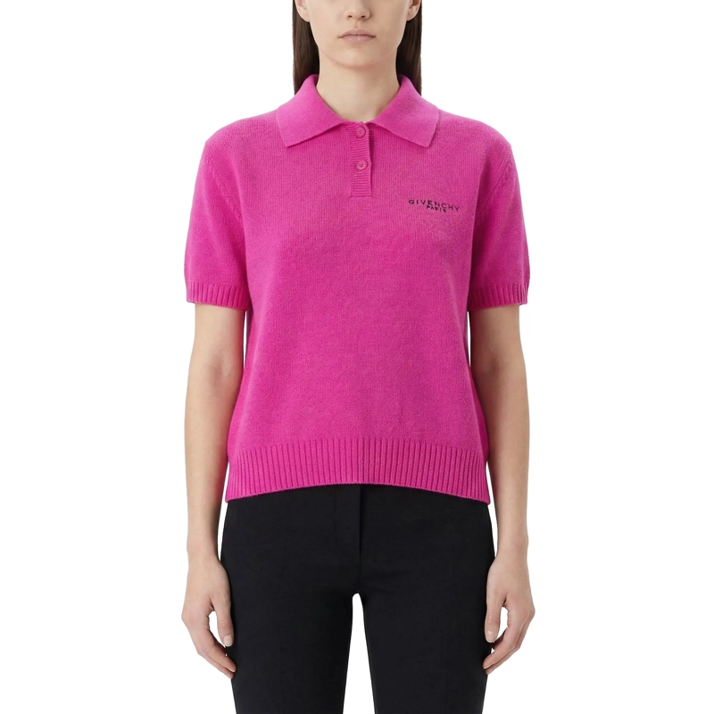 Givenchy Poloshirt Kurzarmpullover aus Wolle & Kaschmir pink(Image 2)
