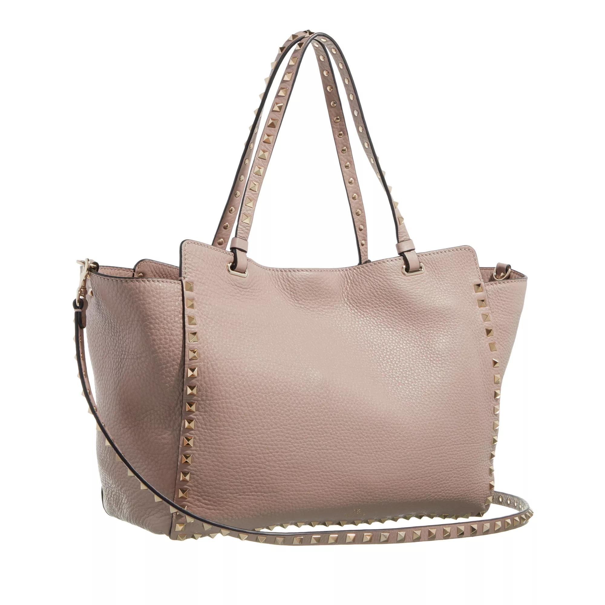 Valentino Garavani Shoppers Rockstud Medium Tote Bag in poeder roze