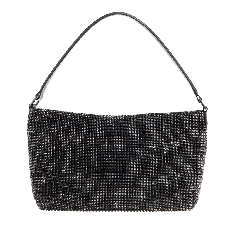 Self Portrait Schultertasche Diamante Medium Hobo Bag Black