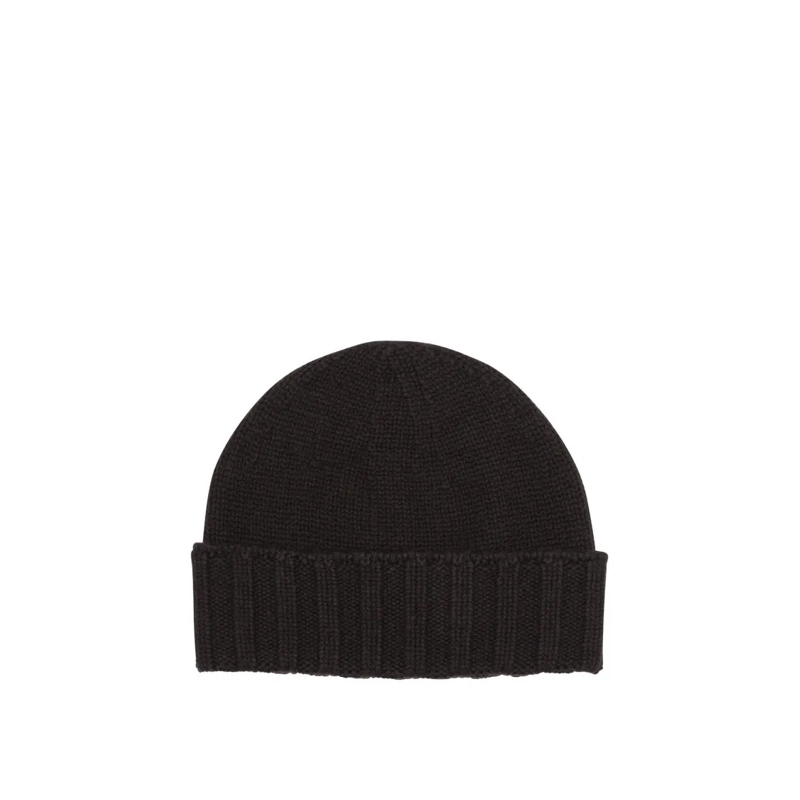 Drumohr Hoed Ribbed Cashmere Hat With Fold-Over Brim Black