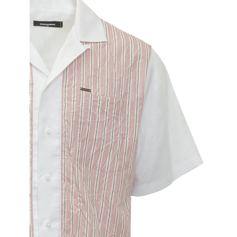 Dsquared2 Haut décontracté Camicia a Maniche Corte con Righe e Tasche weiß(Image 3)