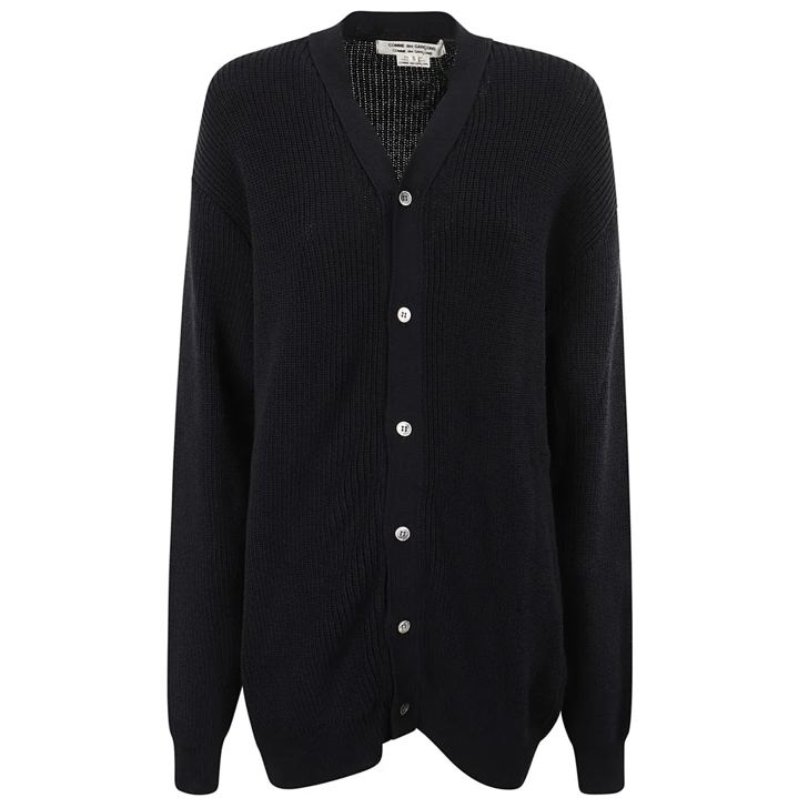 Long Button Front Cardigan Black Cardigan