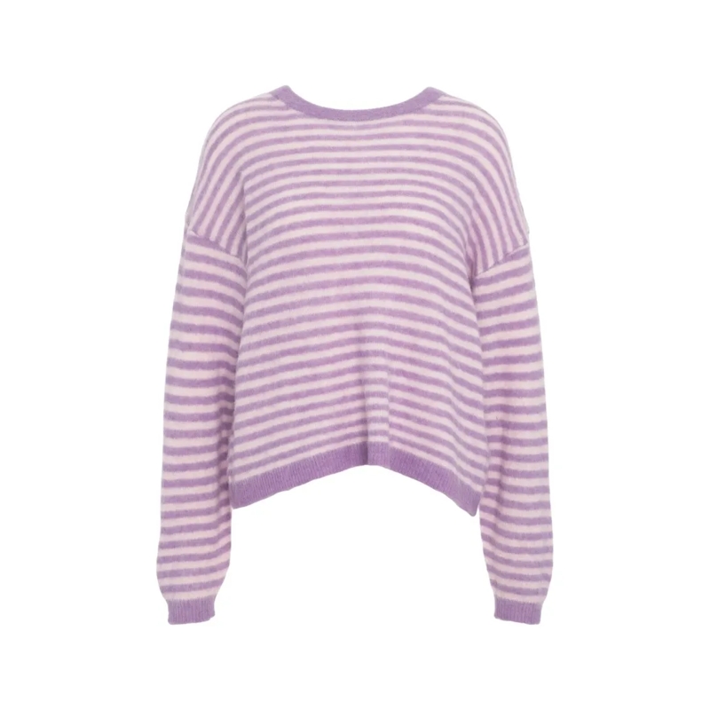 American Vintage Pullover Oversized Violet Pullover With Horizontal Stripes Pink