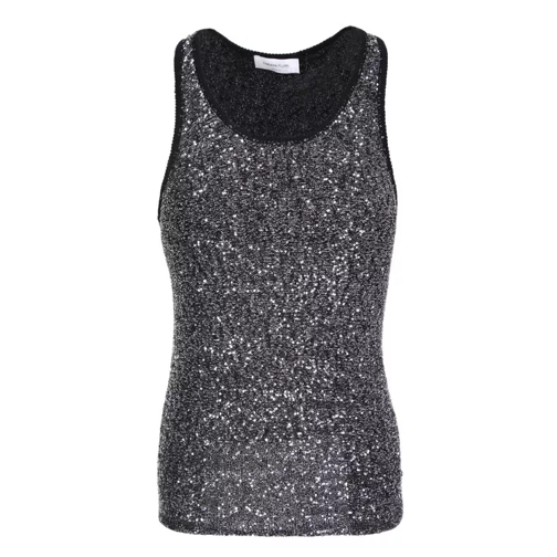 Fabiana Filippi Sequin-Embellished Knitted Tank Top Black Mouwloze topjes