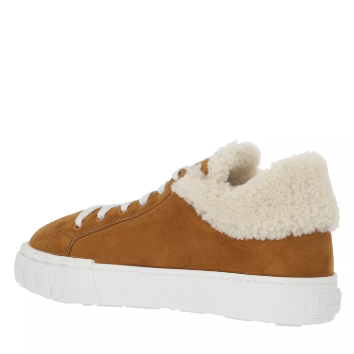 Miu Miu Slip On Shoes Suede Cognac sneaker plateforme