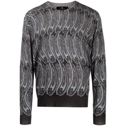 Etro Gray Intarsia Knit Sweater Grey 