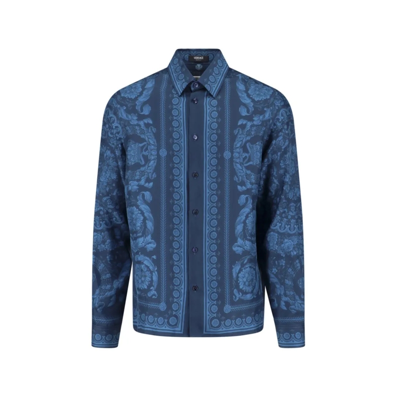 Versace Hemd "Barocco" Silk Shirt – Blue Blue