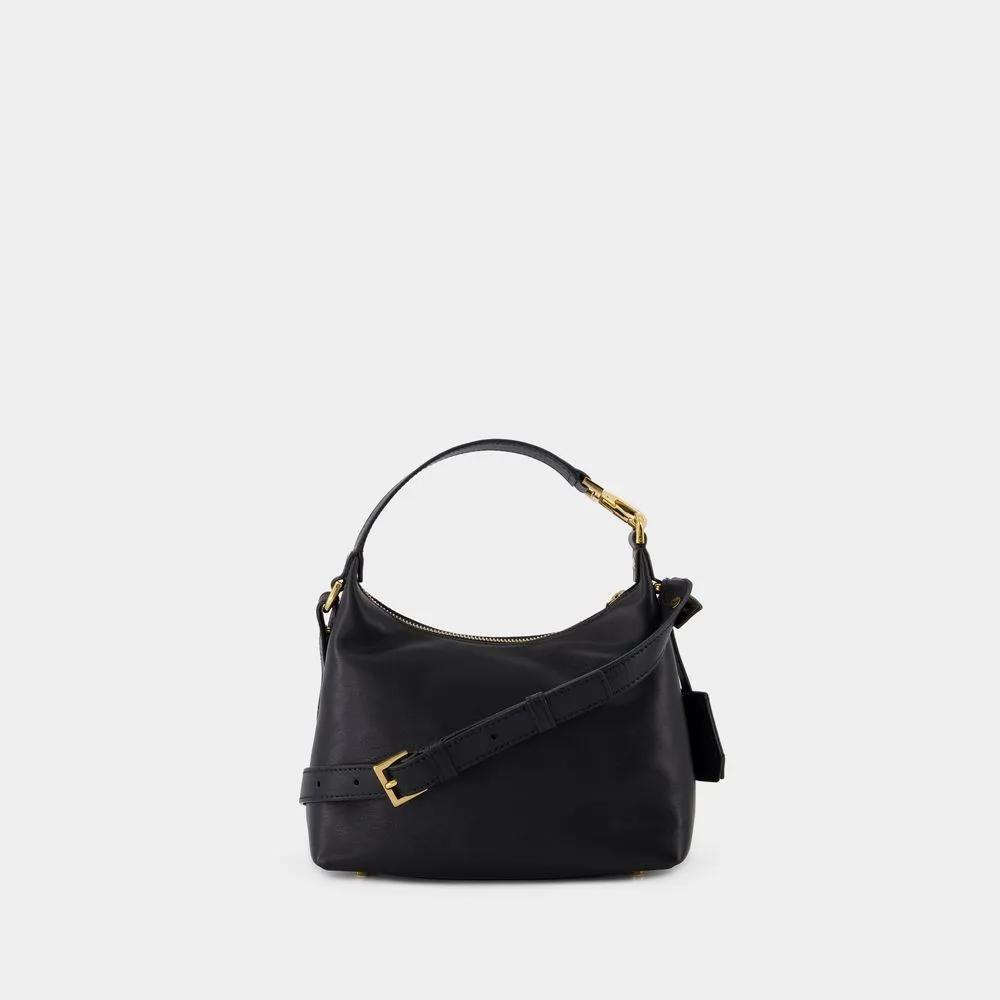 Versace Handtas Lederen Hobo handtas met afneembare riem en monogram plaquette