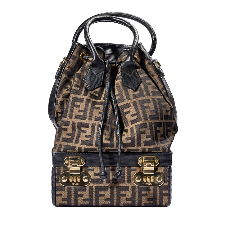 Fendi Vintage Ff Logomania Shopper Trunk In Brown Brown Tote