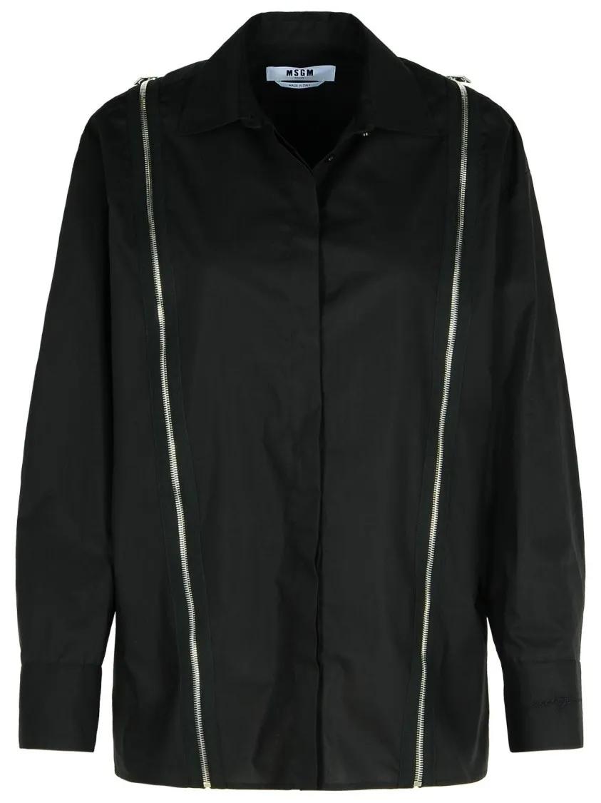 MSGM - Black Cotton Shirt - Größe 40 - schwarz