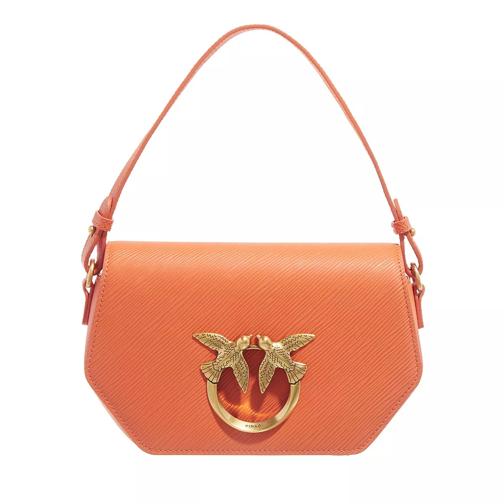 Pinko Love Click Exagon Mini Aranc.Vibrante Antique Gold Crossbody Bag