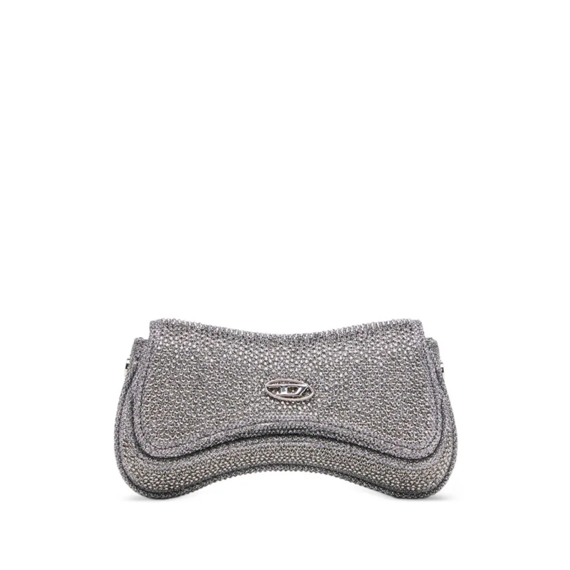 Diesel Sac à bandoulière Curved Silver Bag Grey