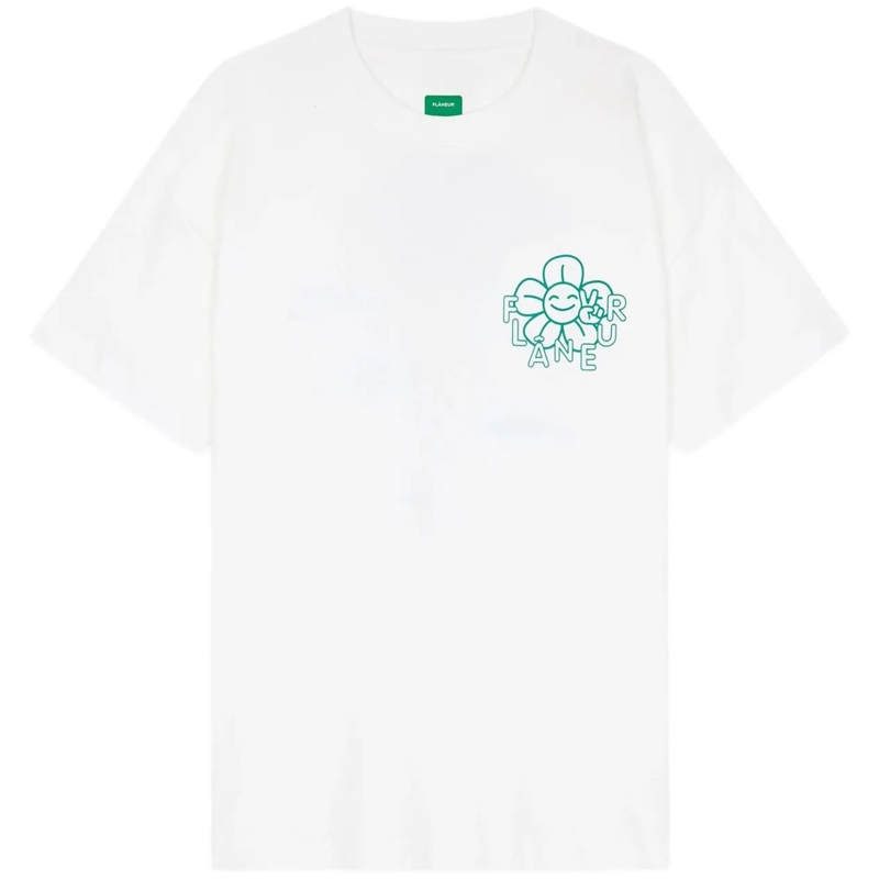 Flâneur T-Shirt t-shirt wit happy flower weiß